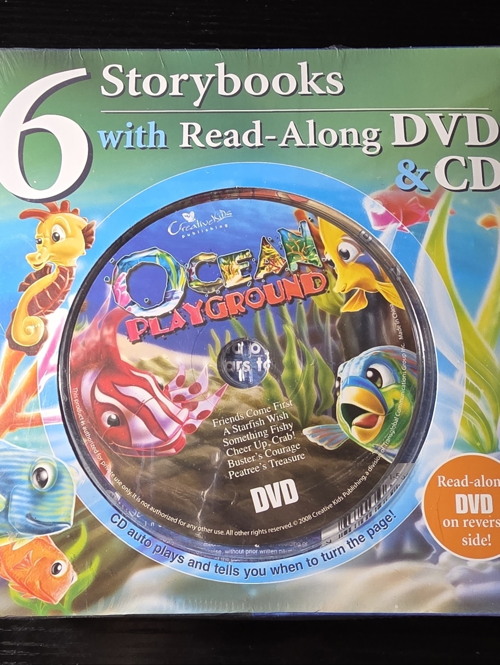 New- 2008 Creative Kids- 6 OCEAN PLAYGROUND Storybooks, Read-Along DVD & CD